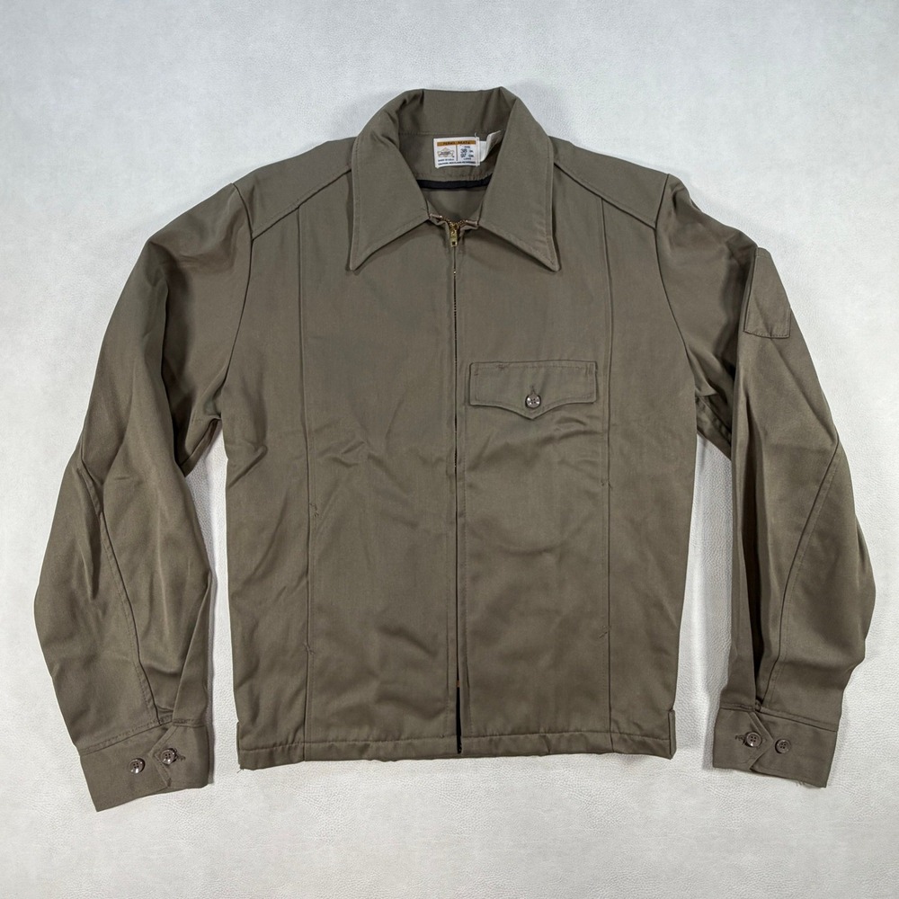Vintage Riverside Masterbilt‎ Mens Medium Perma-Neat Work Jacket Olive 38 Long